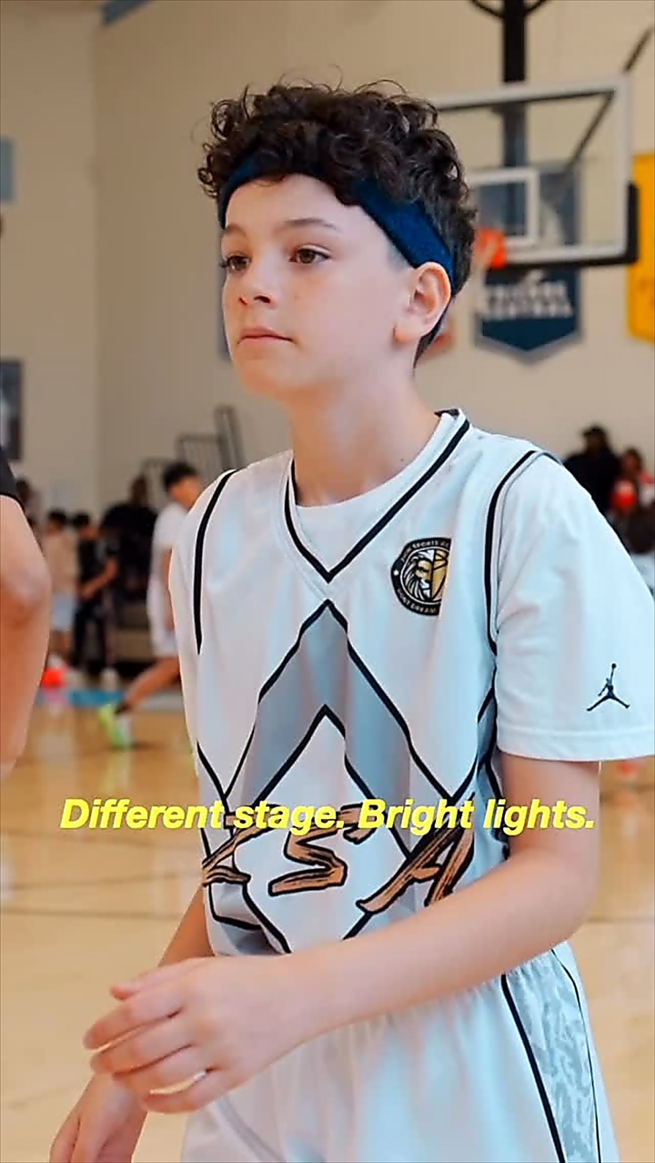 Reel: a young athlete in a white ZSA jersey and headband — “Different stage. Bright lights.”