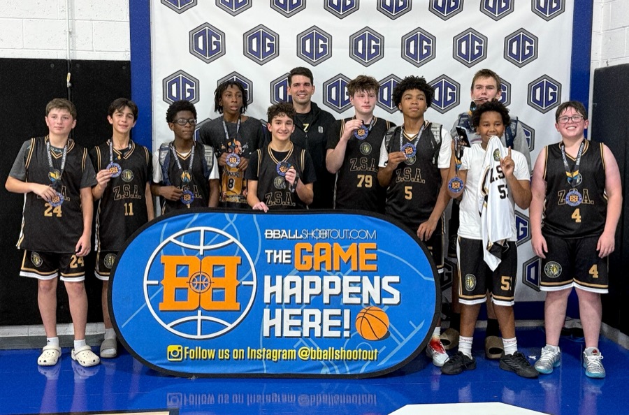 Zion Sports Academy team with medals at the BBallShootout.com tournament